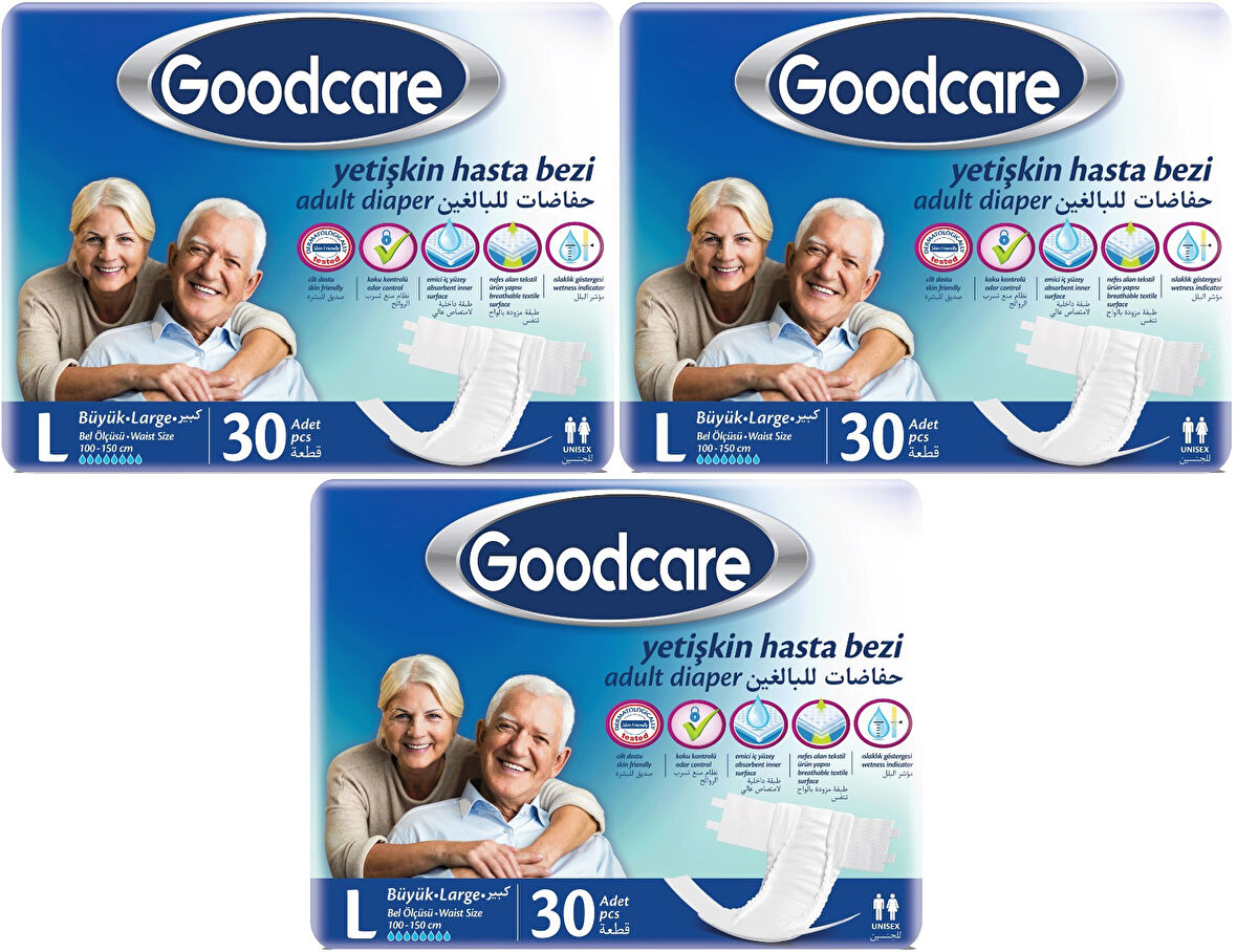 Goodcare Hasta Bezi Yetişkin Bel Bantlı Tekstil Yüzey L Large - Büyük 90 Adet (3PK*30)