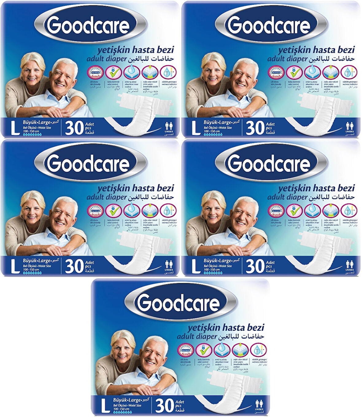 Goodcare Hasta Bezi Yetişkin Bel Bantlı Tekstil Yüzey L Large - Büyük 150 Adet (5PK*30)