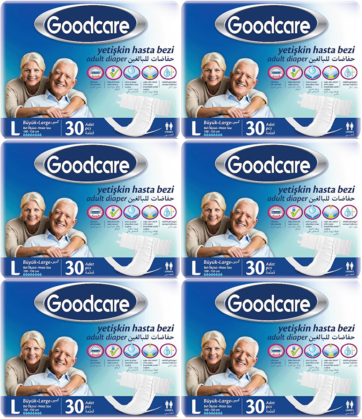 Goodcare Hasta Bezi Yetişkin Bel Bantlı Tekstil Yüzey L Large - Büyük 180 Adet (6PK*30)