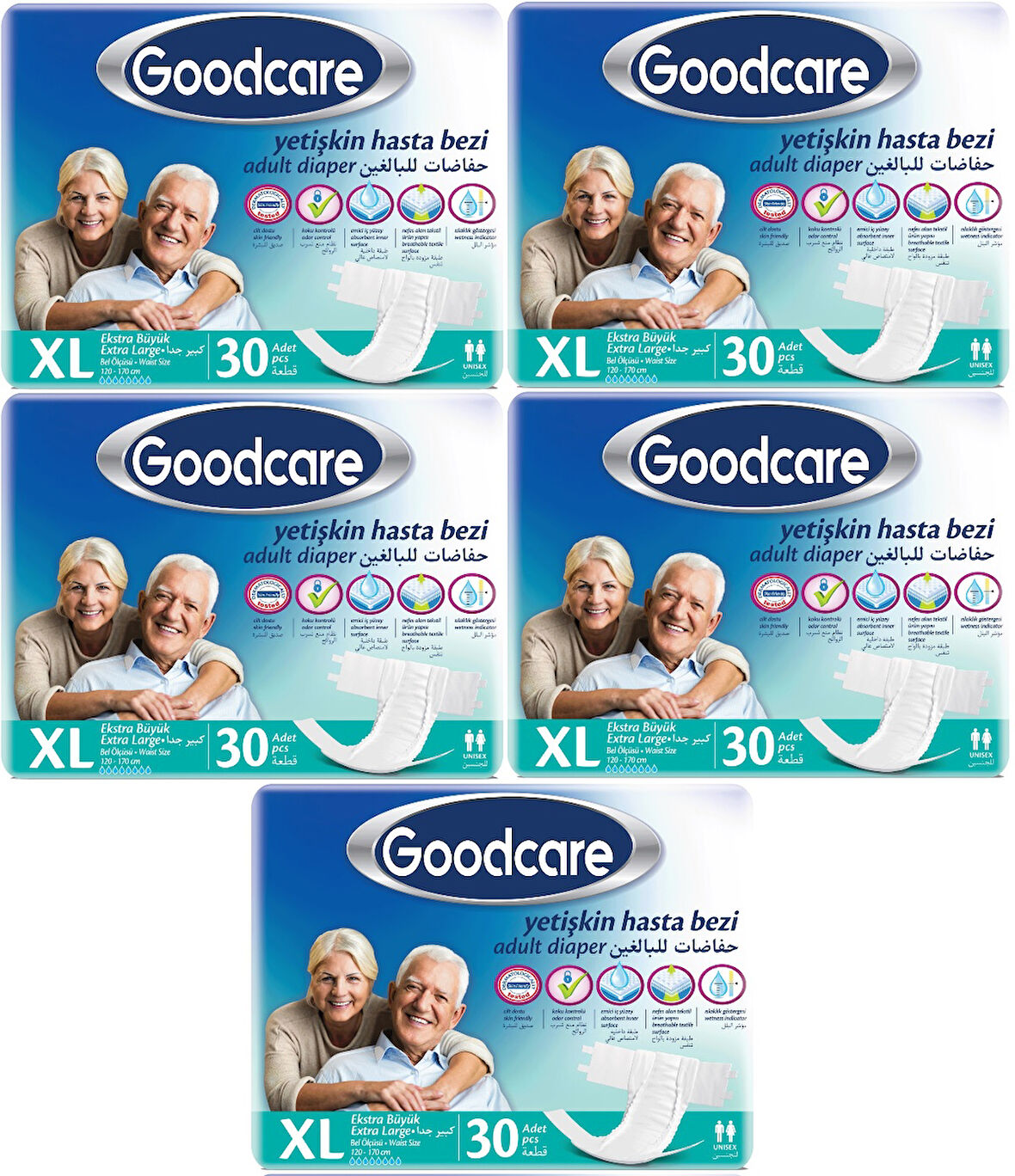 Goodcare Hasta Bezi Yetişkin Bel Bantlı Tekstil Yüzey XL Extra Large- Ekstra Büyük 150 Adet (5PK*30)