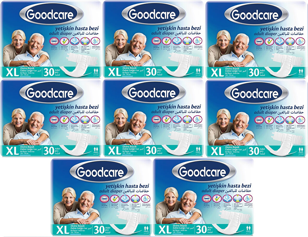 Goodcare Hasta Bezi Yetişkin Bel Bantlı Tekstil Yüzey XL Extra Large- Ekstra Büyük 240 Adet (8PK*30)