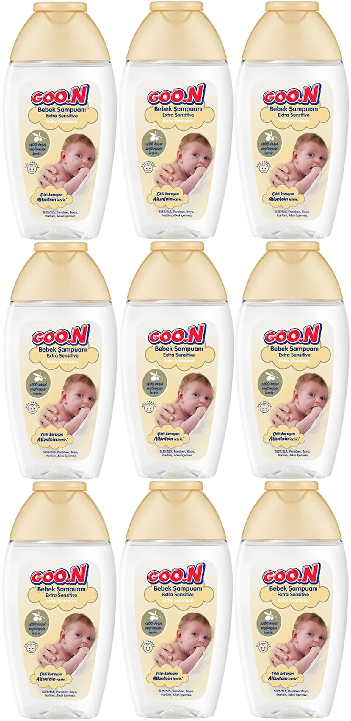 Goon Bebek Saç ve Vücut Şampuanı 200ML Ekstra Sensitive/Hassas (9 Lu Set)