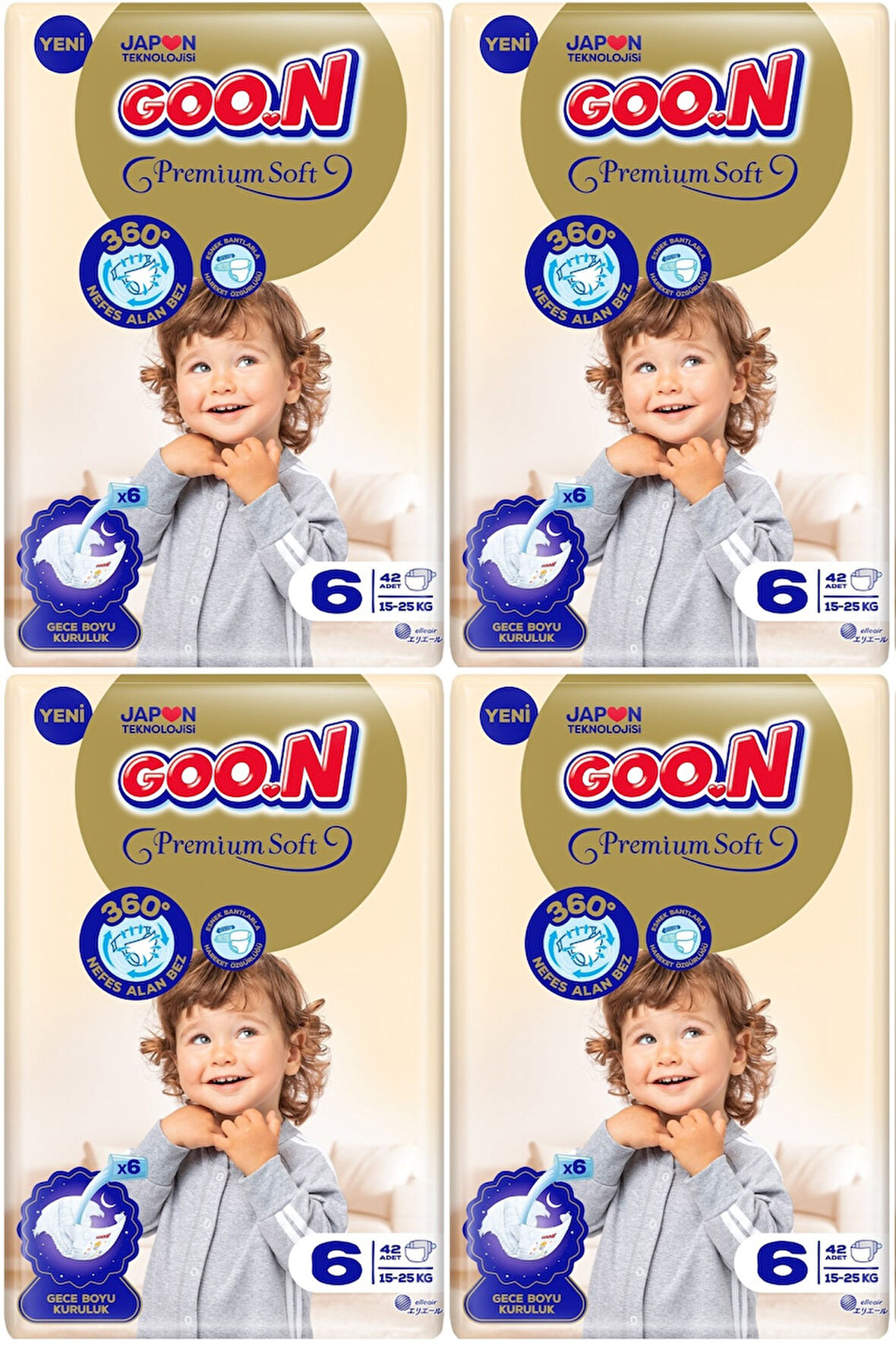 Goon Premium Soft Bebek Bezi Beden:6 (15-25KG) Extra Large 168 Adet Avantaj Fırsat Pk