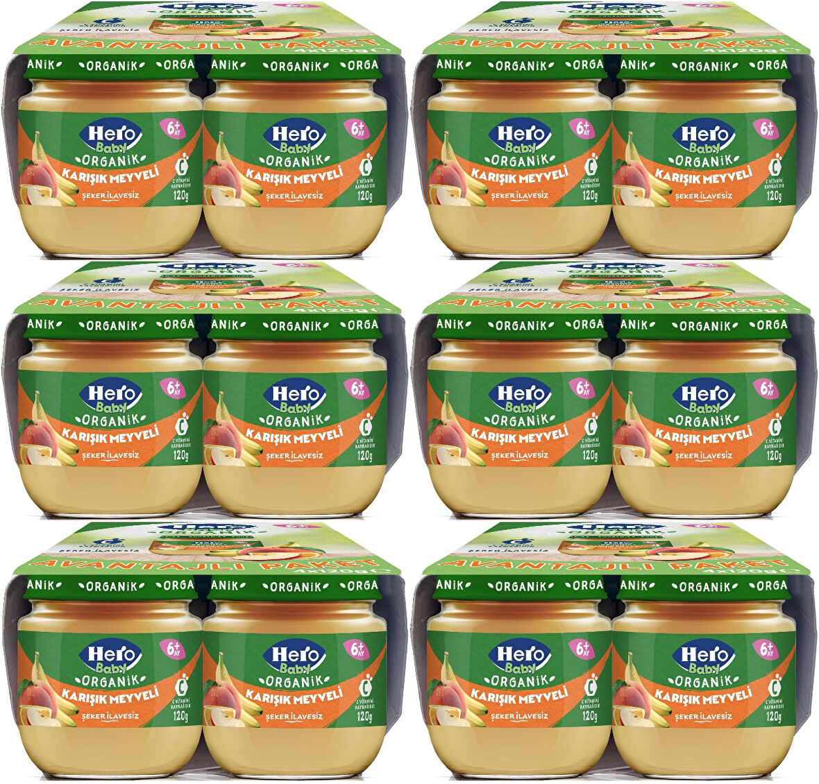 Hero Baby Kavanoz Maması 120GR Avantaj Pk (24 Lü Set) Karışık Meyveli (6PK*4)