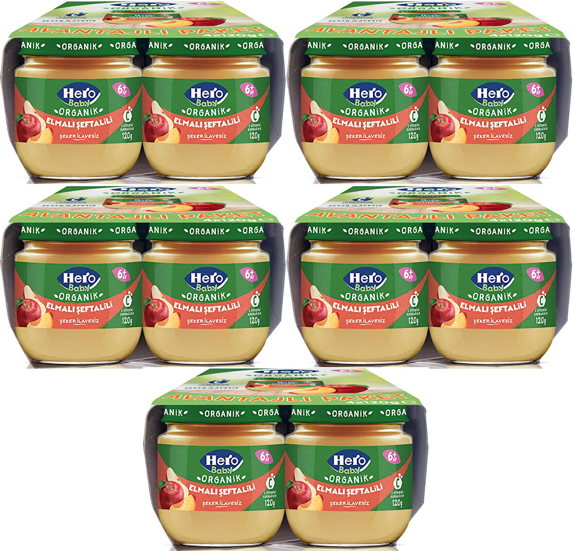 Hero Baby Kavanoz Maması 120GR Avantaj Pk (20 Li Set) Elmalı Şeftalili (5PK*4)