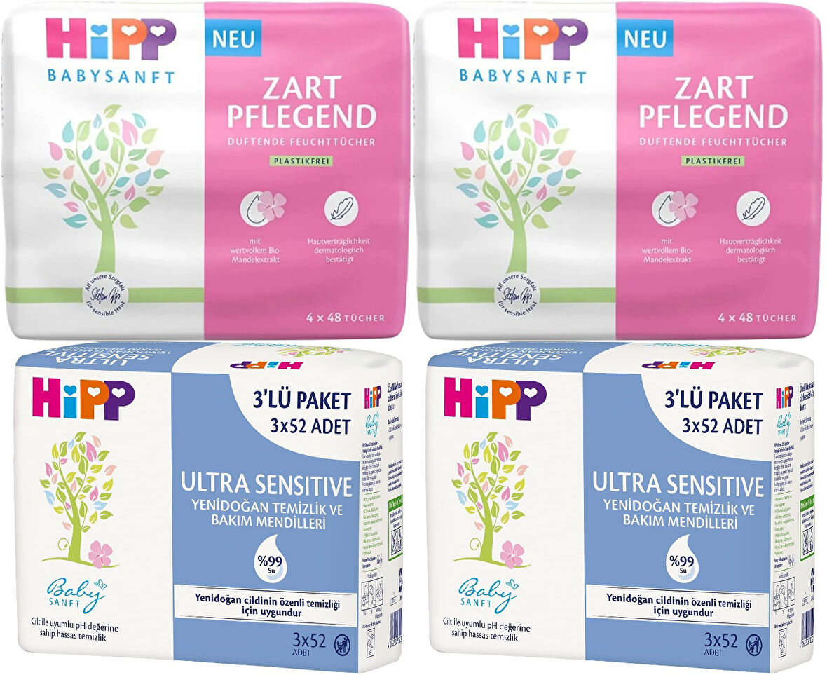 Hipp Baby Sanft Islak Havlu Mendil Karma Sensitive Yeni Doğan + Klasik 14 Lü Set 696 Yaprak