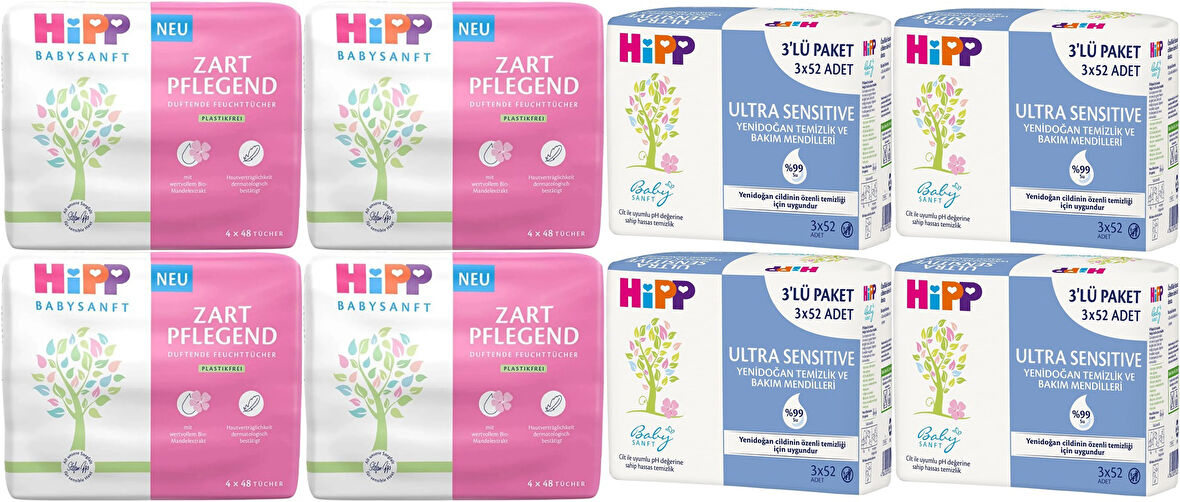Hipp Baby Sanft Islak Havlu Mendil Karma Sensitive Yeni Doğan + Klasik 28 Li Set 1392 Yaprak