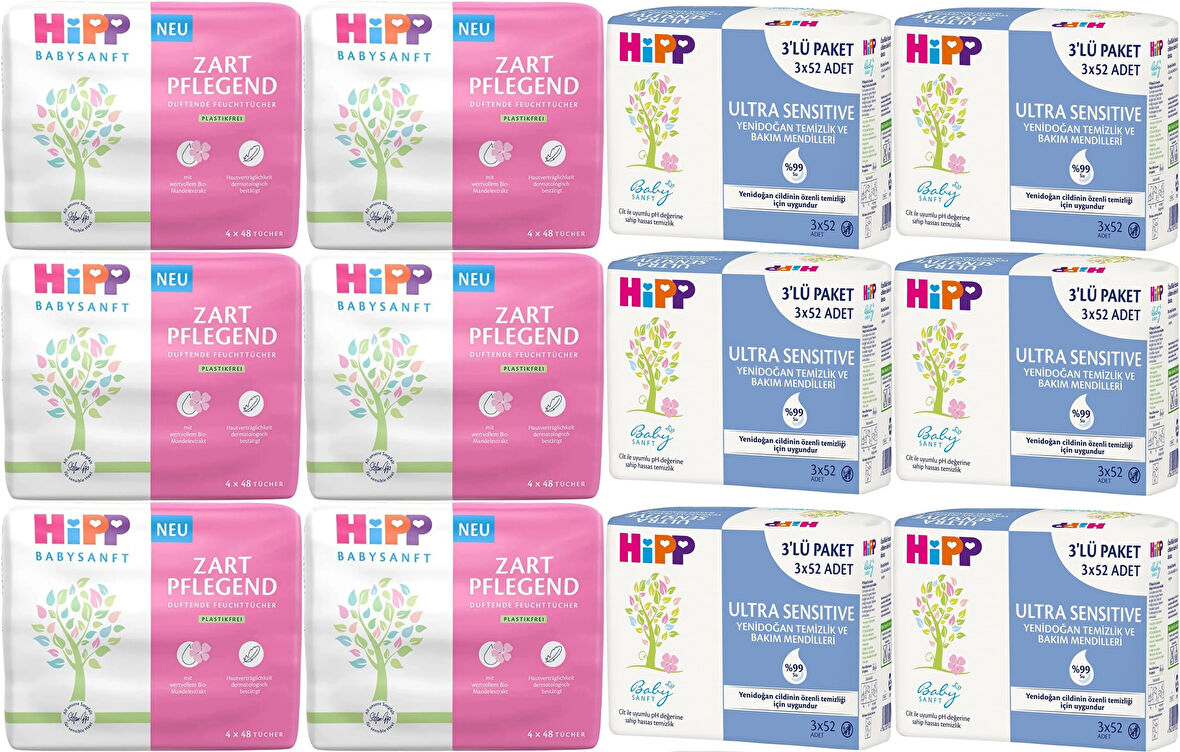 Hipp Baby Sanft Islak Havlu Mendil Karma Sensitive Yeni Doğan + Klasik 42 Li Set 2088 Yaprak