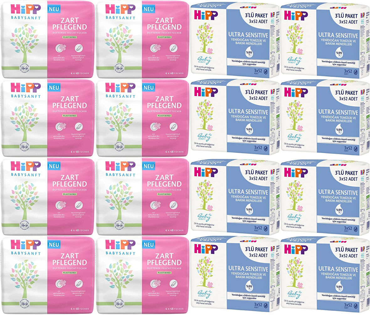 Hipp Baby Sanft Islak Havlu Mendil Karma Sensitive Yeni Doğan + Klasik 56 Lı Set 2784 Yaprak
