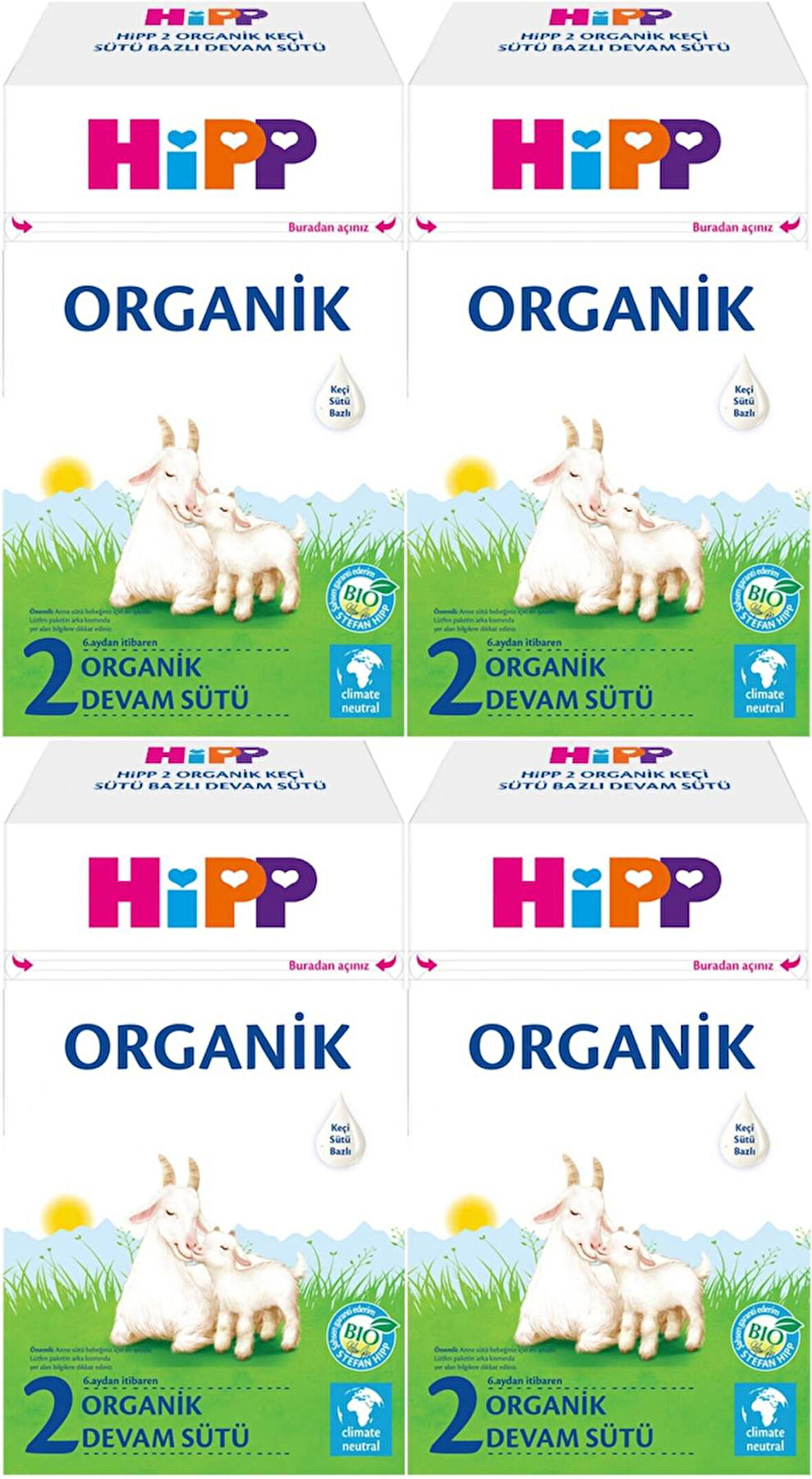 Hipp Organik Keçi Sütü Bazlı Devam Sütü 400GR No:2 (6.Aydan İtibaren) (4 Lü Set)