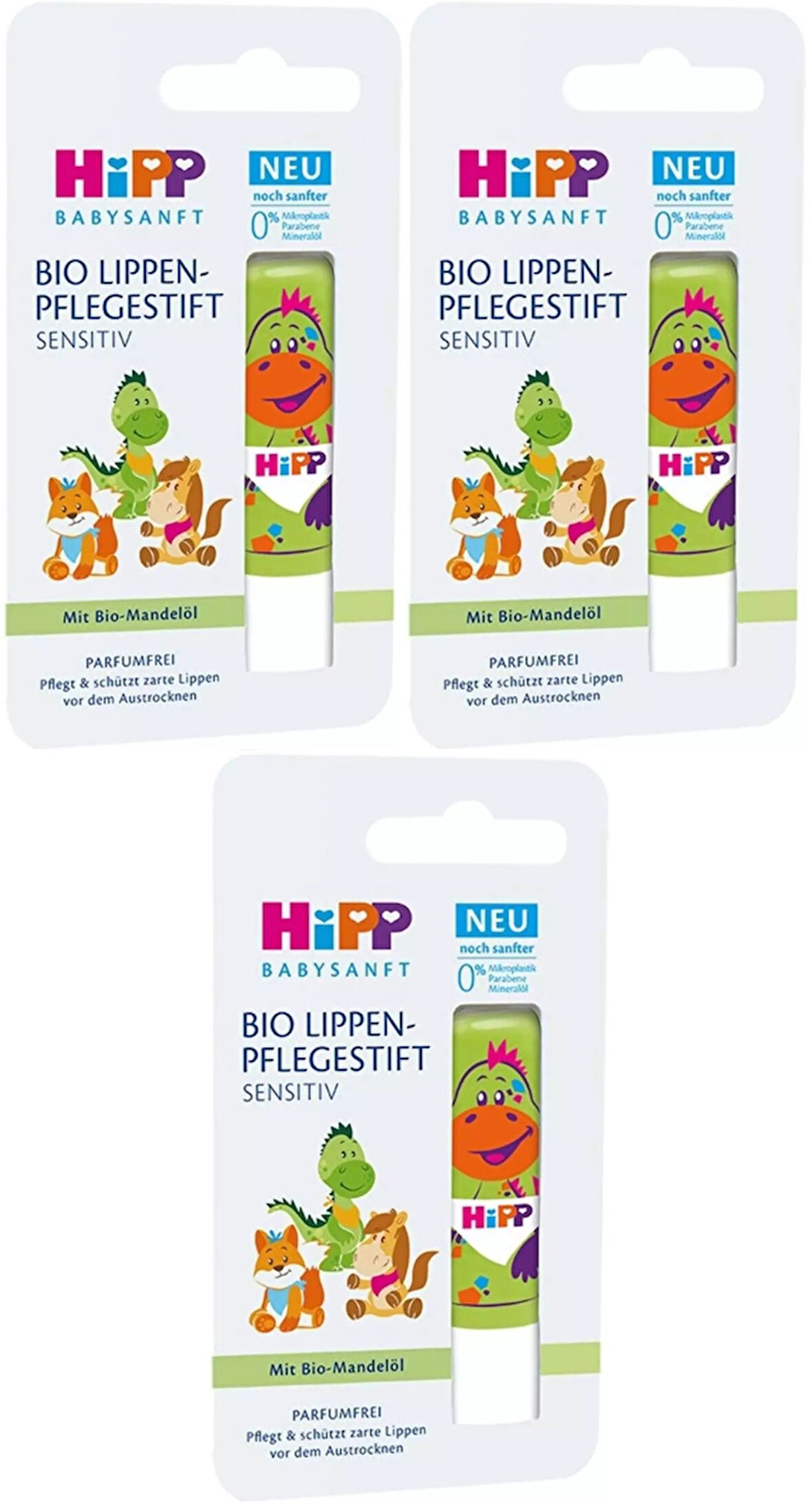 Hipp Babysanft Organik Dudak Nemlendiricisi Ultra Sensıtıv 4.8GR (Yeşil) (3 Lü Set)