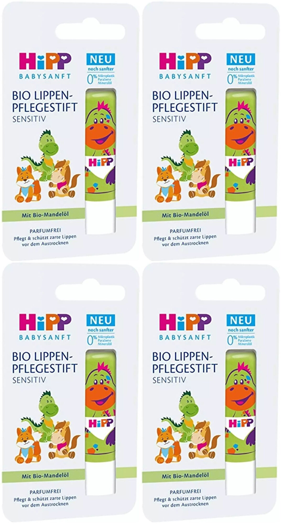 Hipp Babysanft Organik Dudak Nemlendiricisi Ultra Sensıtıv 4.8GR (Yeşil) (4 Lü Set)