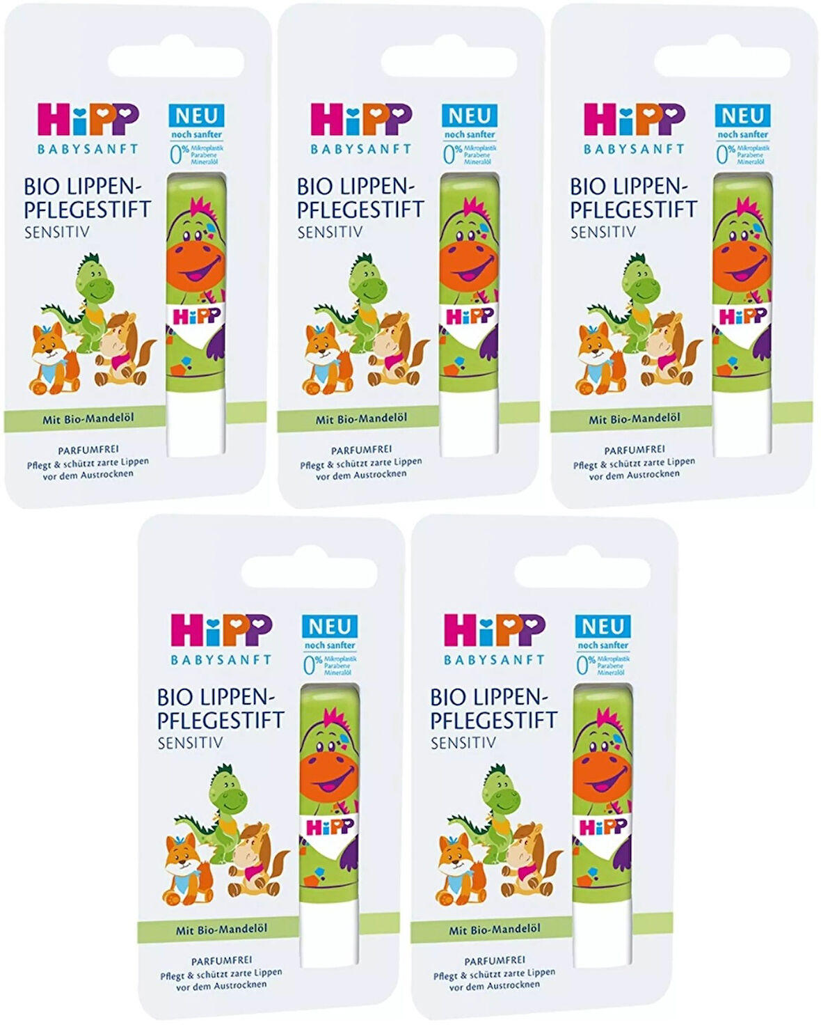 Hipp Babysanft Organik Dudak Nemlendiricisi Ultra Sensıtıv 4.8GR (Yeşil) (5 Li Set)