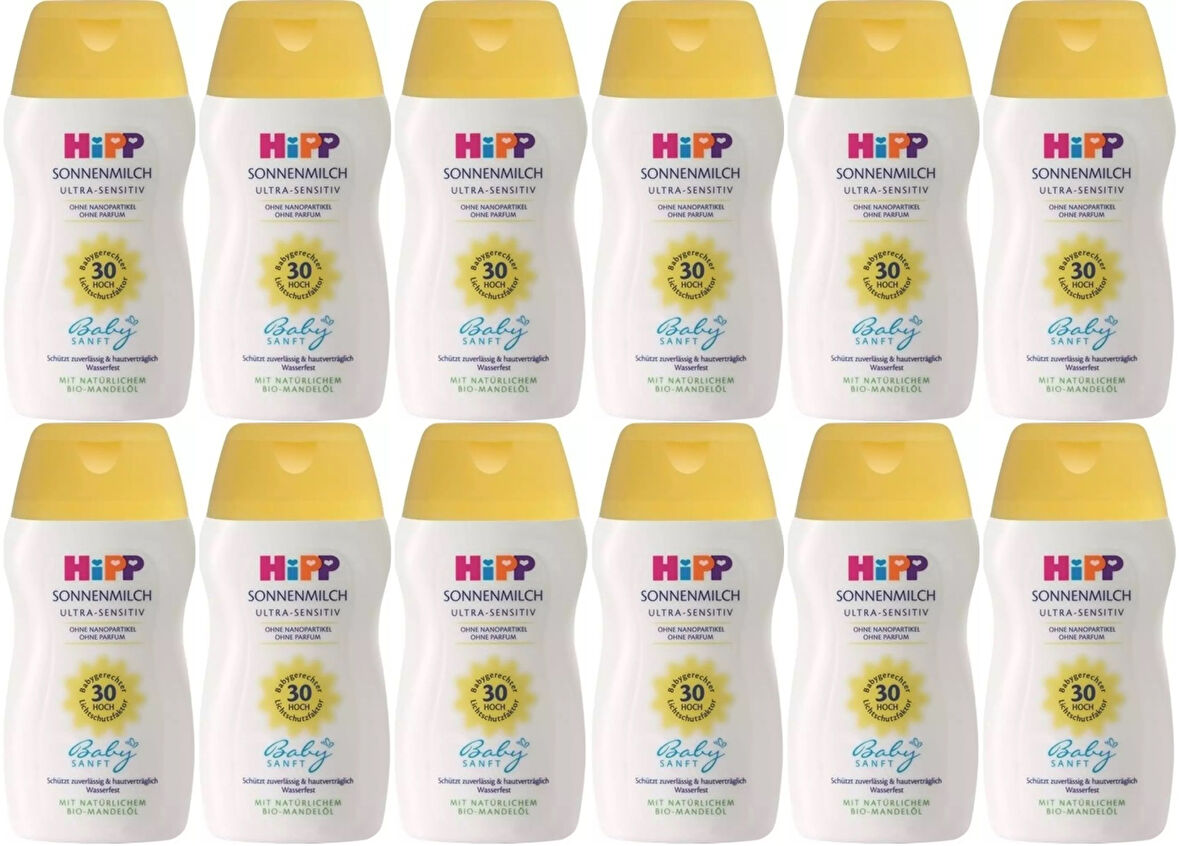 Hipp Babysanft Güneş Kremi -Yüz için Sonnen Gesıchtscreme 30 Faktör Ultra Sensıtıv 50ML (12 Li Set)