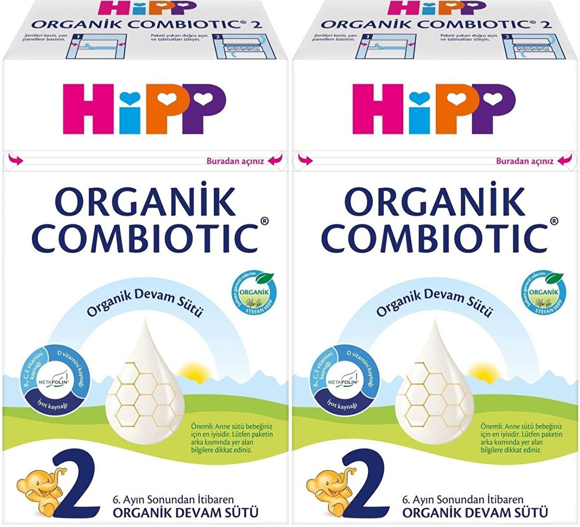 Hipp Organik Combiotic Devam Sütü 600GR No:2 (6-12 Ay) (2 Li Set)