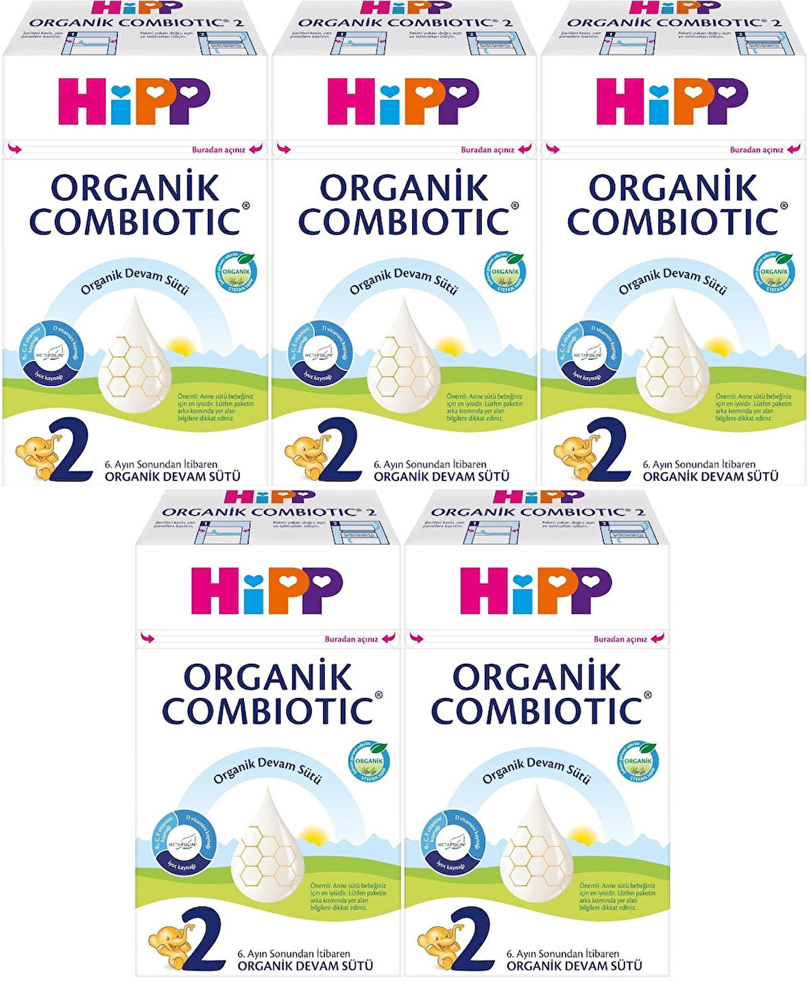 Hipp Organik Combiotic Devam Sütü 600GR No:2 (6-12 Ay) (5 Li Set)