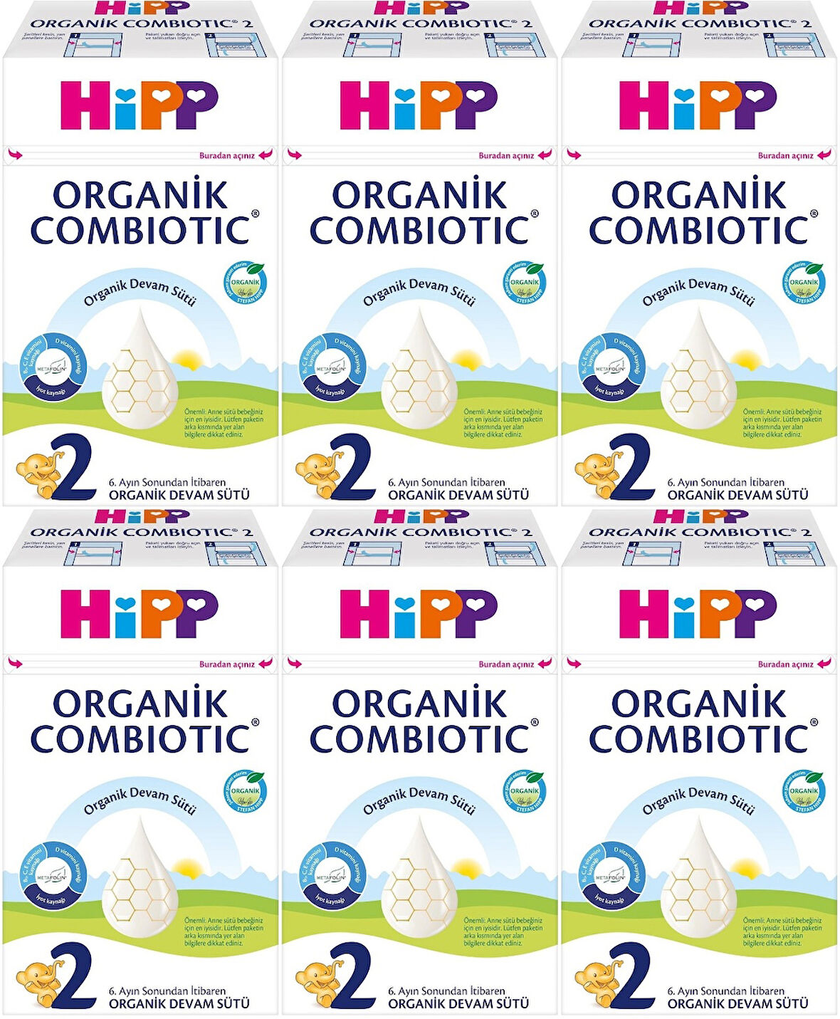Hipp Organik Combiotic Devam Sütü 600GR No:2 (6-12 Ay) (6 Lı Set)