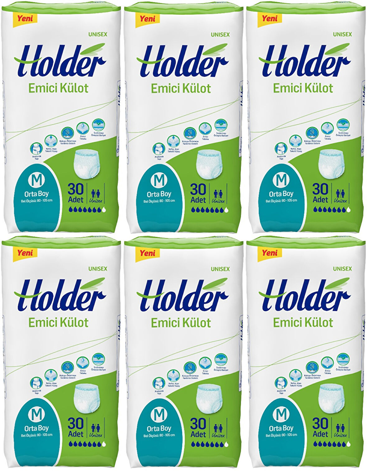 Holder Emici Külot Hasta Bezi Medium Orta 180 Adet (6PK*30)
