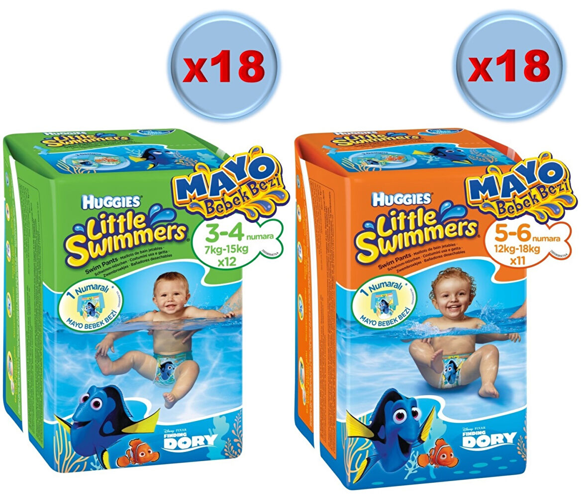 Huggıes Little Swımmers Mayo Bebek Bezi Karma Koli 36 Paket (Standlı Koli)