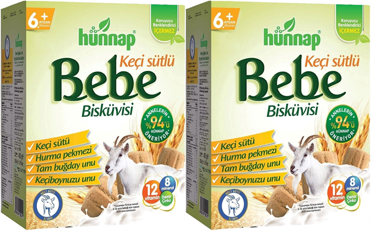 Hünnap Bebe Bisküvisi Keçi Sütlü 400GR 2 li Set (Toplam 800GR)