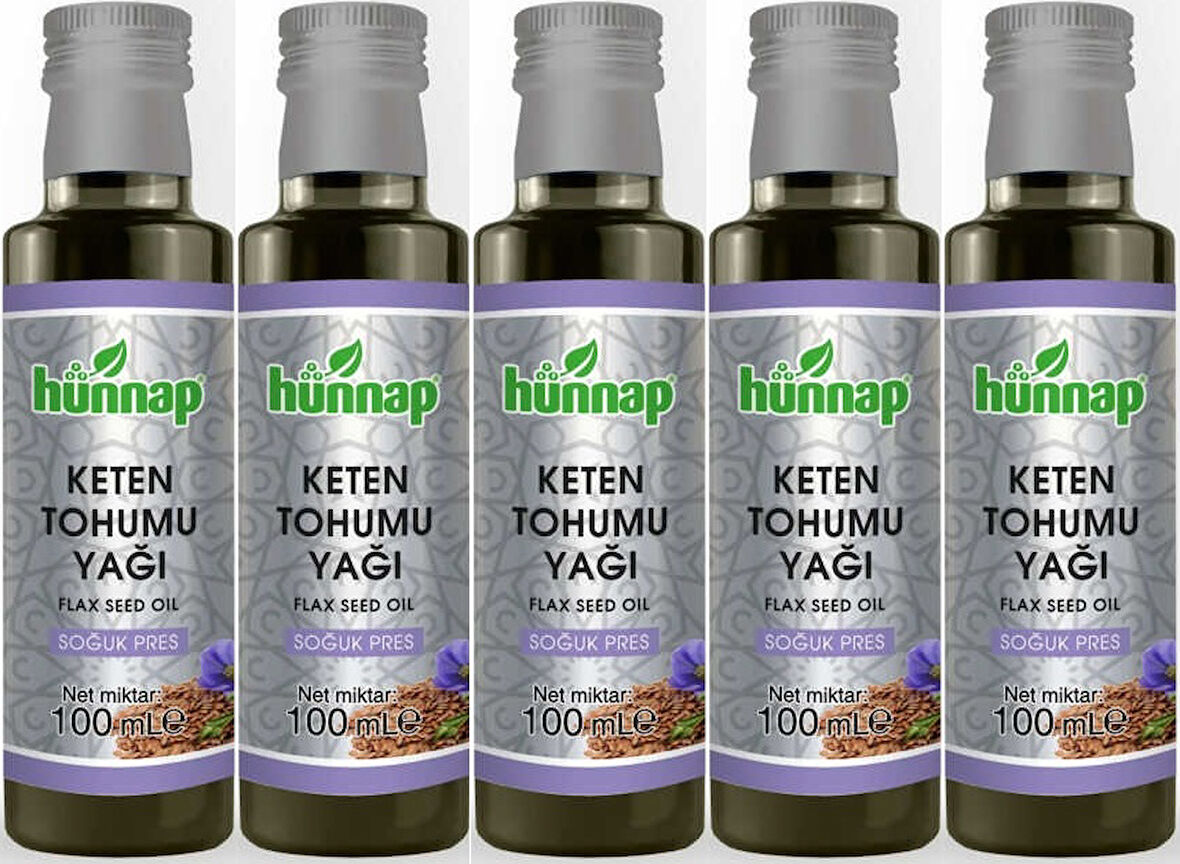 Hünnap Keten Tohumu Yağı 100ML (Soğuk Press) (5 Li Set)