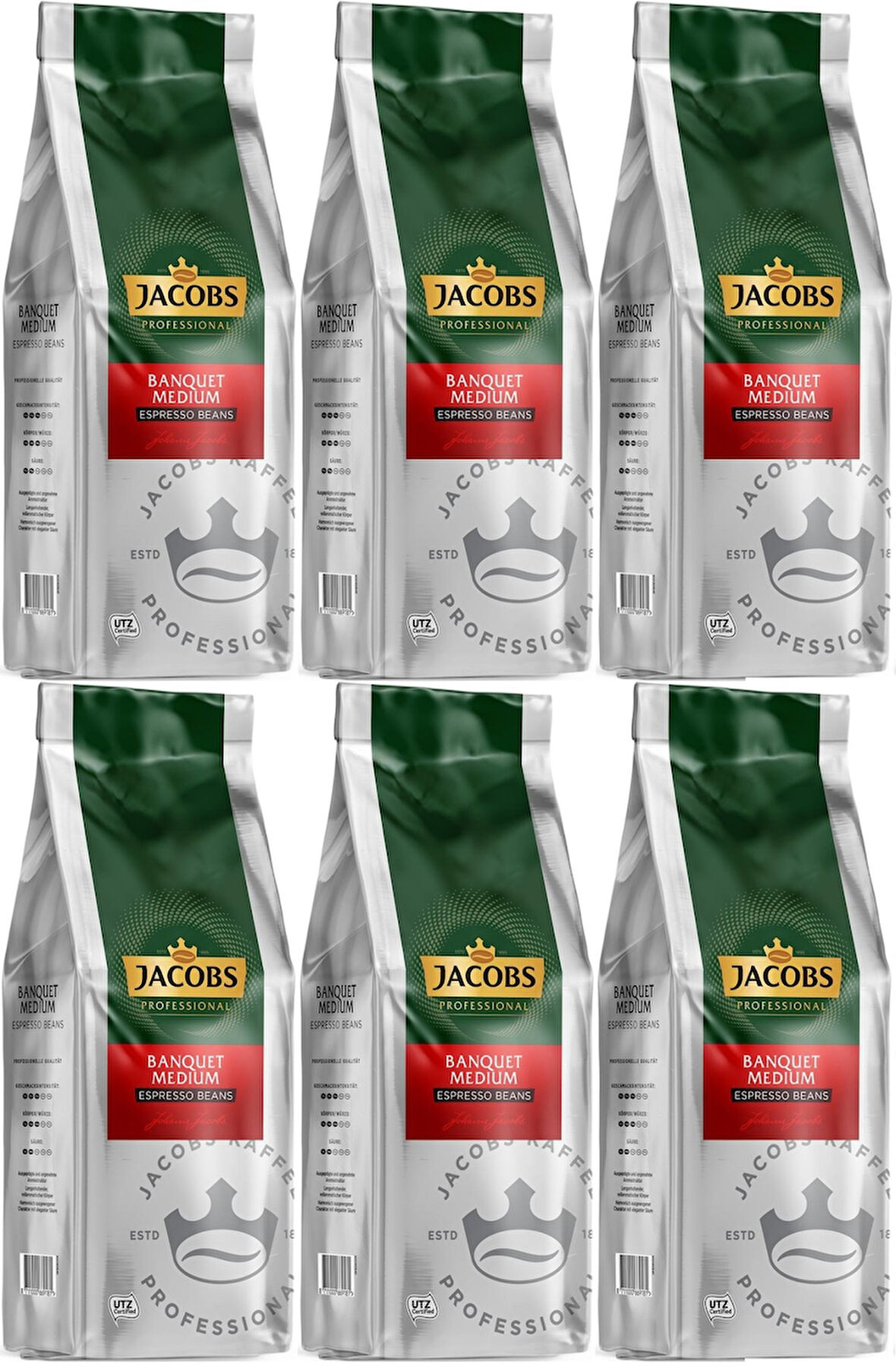 Jacobs Banquet Medium Çekirdek Kahve 1KG (Espresso Beans) (6 Lı Set)