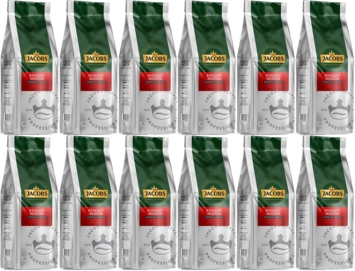 Jacobs Banquet Medium Çekirdek Kahve 1KG (Espresso Beans) (12 Li Set)