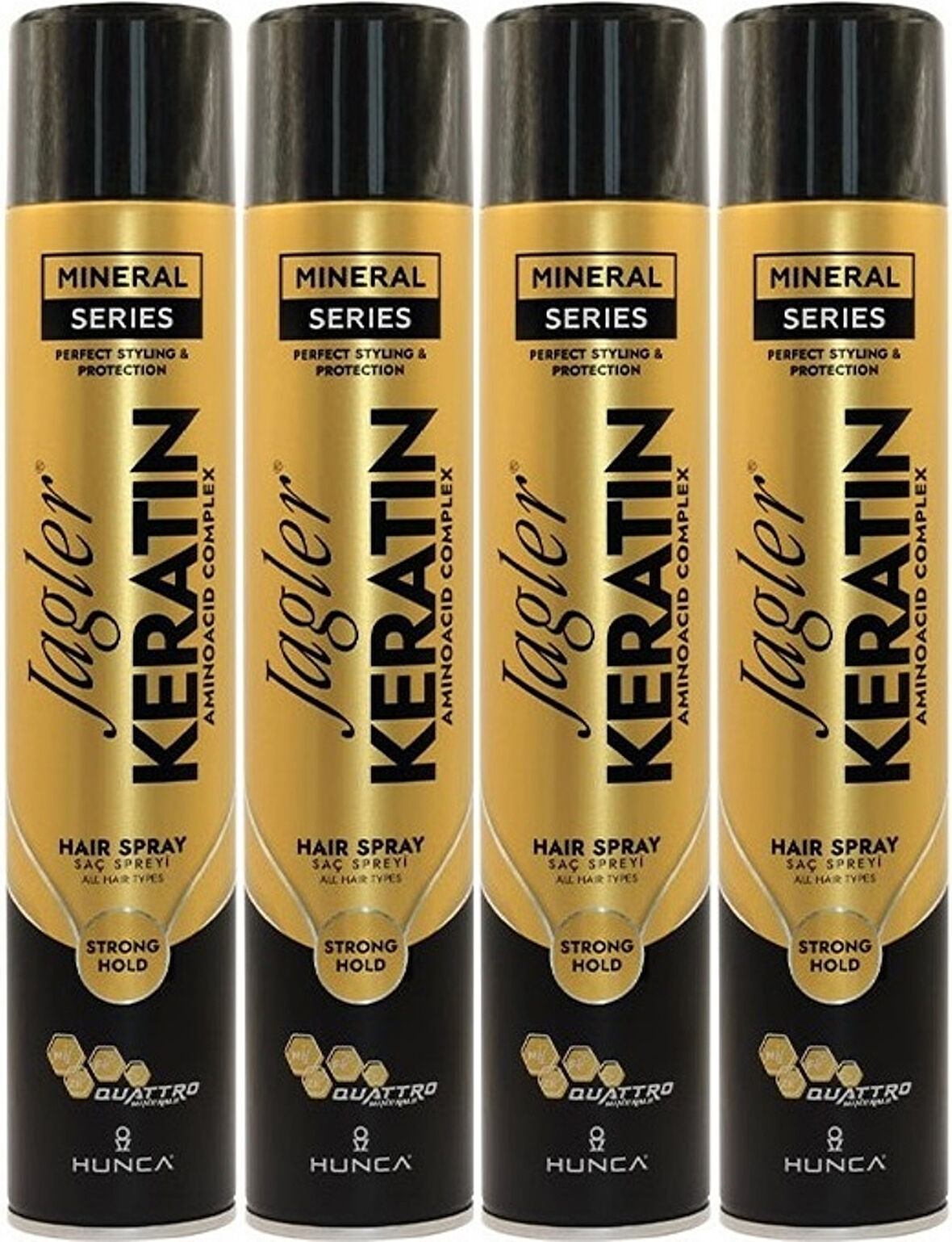 Jagler Saç Spreyi 400ML Keratinli  Keratin Strong Hold - Minarelli - Ekstra Sert (4 Lü Set)
