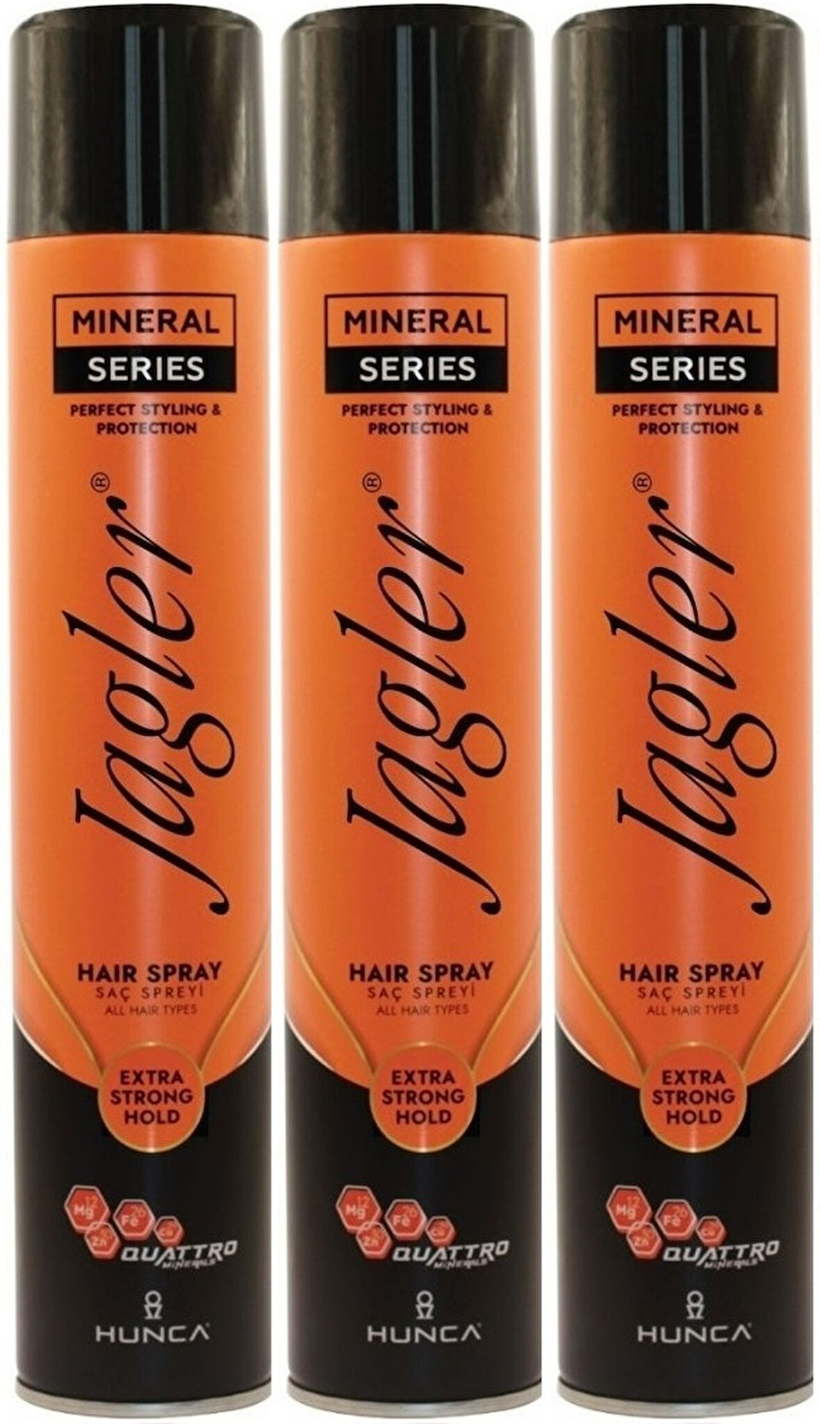 Jagler Saç Spreyi 400ML Extra Strong Hold - Ekstra Güçlü Tutuş (Turuncu) (3 Lü Set)