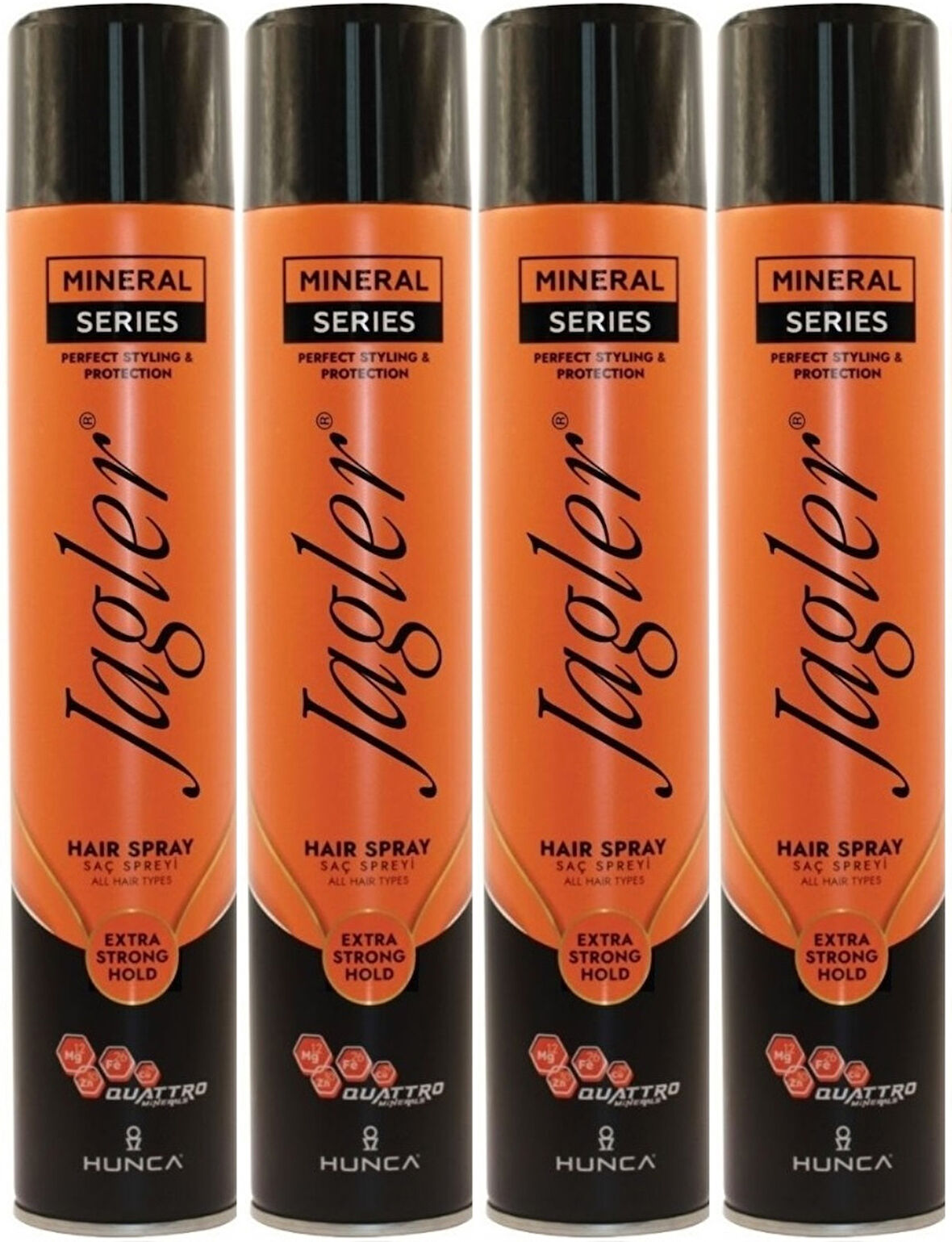 Jagler Saç Spreyi 400ML Extra Strong Hold - Ekstra Güçlü Tutuş (Turuncu) (4 Lü Set)