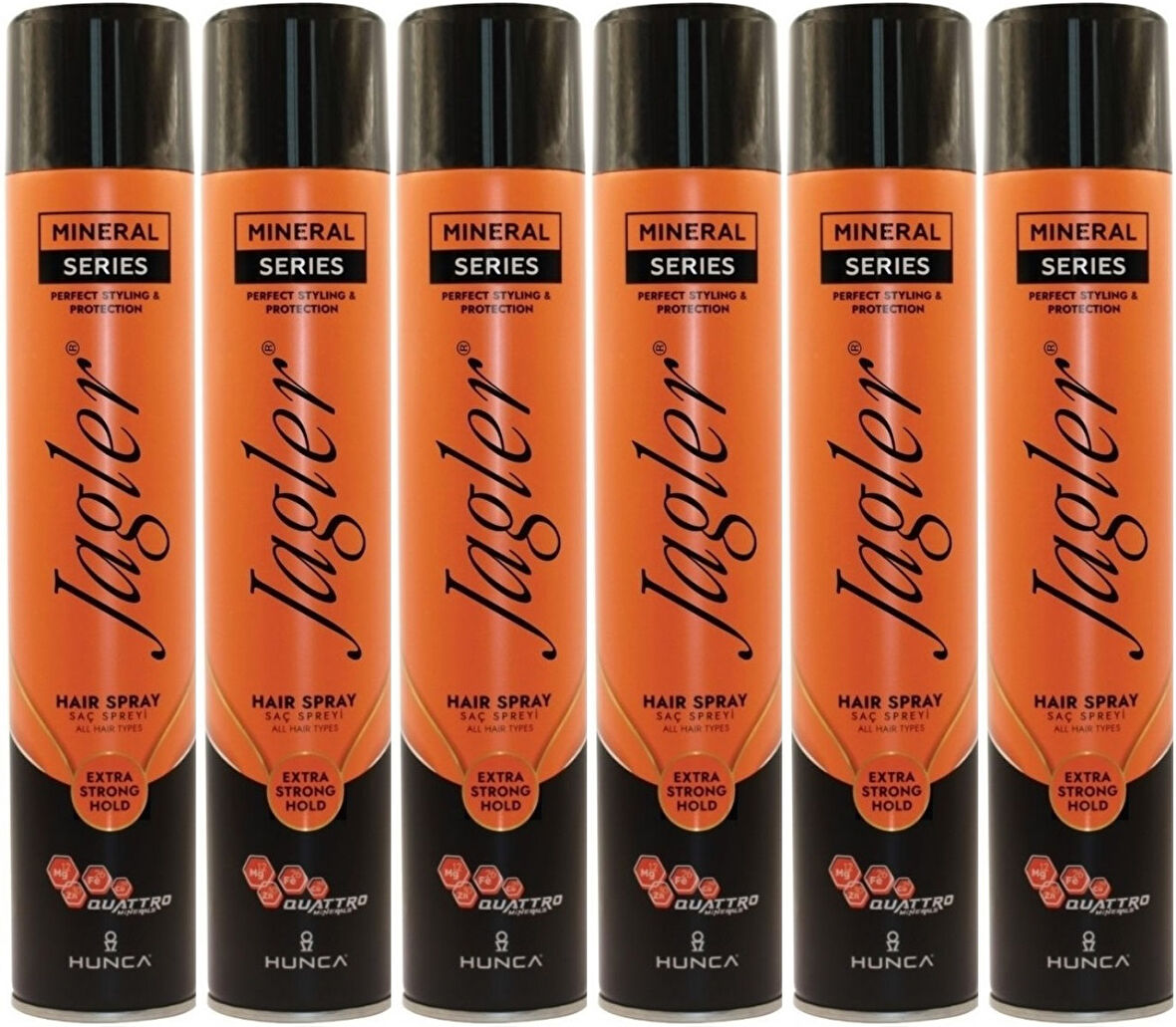 Jagler Saç Spreyi 400ML Extra Strong Hold - Ekstra Güçlü Tutuş (Turuncu) (6 Lı Set)