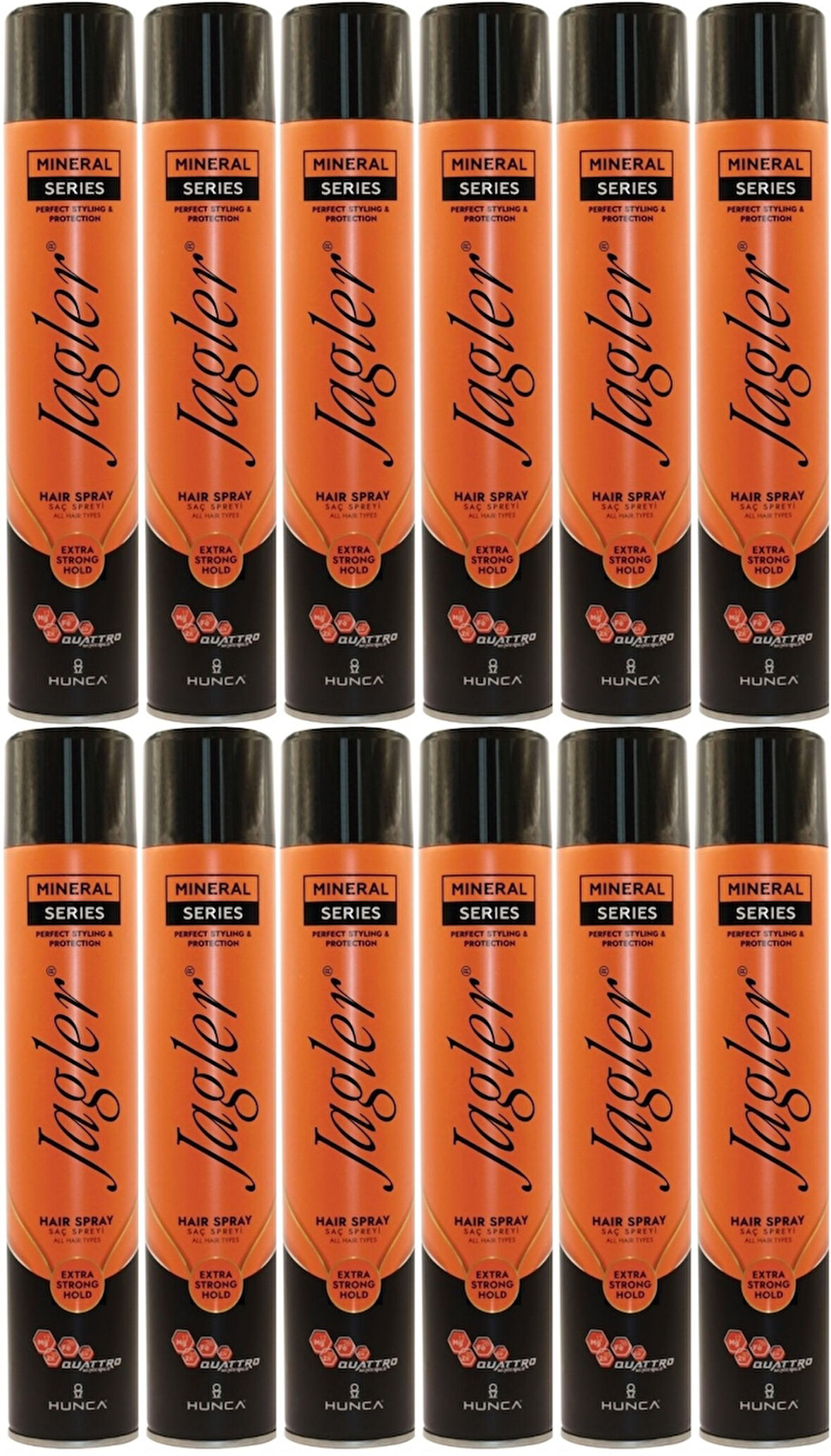 Jagler Saç Spreyi 400ML Extra Strong Hold - Ekstra Güçlü Tutuş (Turuncu) (12 Li Set)