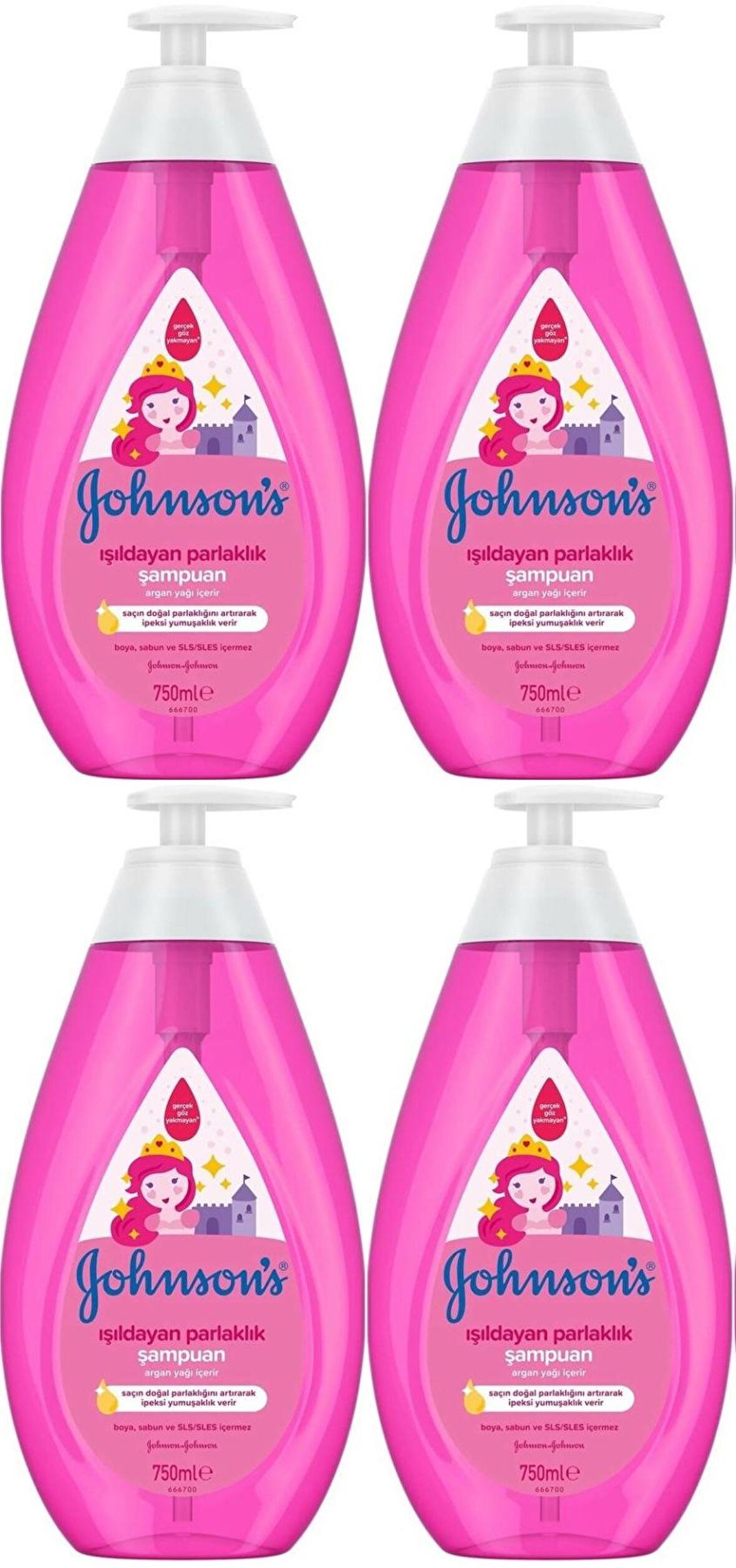 Johnsons Baby Bebek Şampuanı 750ML Işıldayan Parlaklık 4 Lü Set