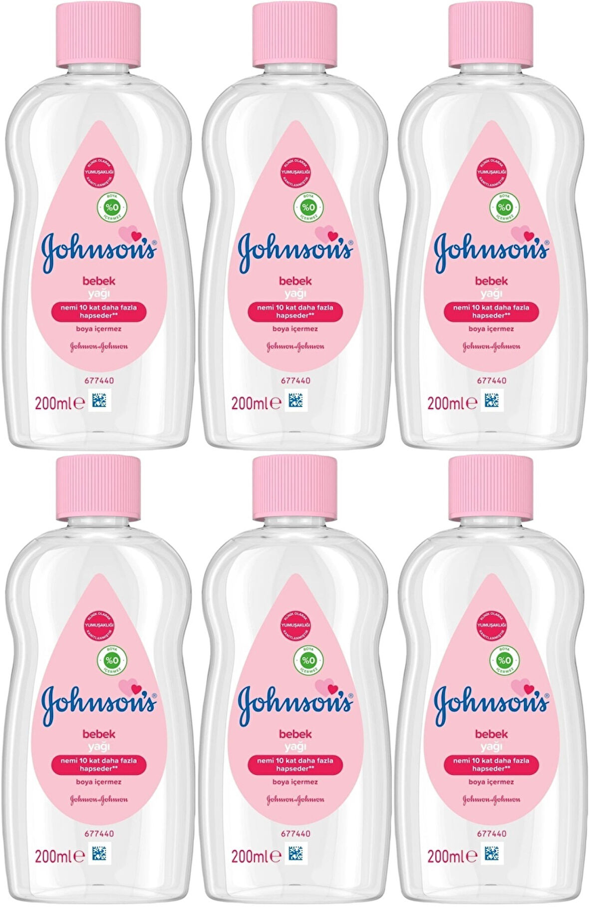 Johnsons Baby Bebek Yağı 200ML Nemlendirici (Pembe) (6 Lı Set)
