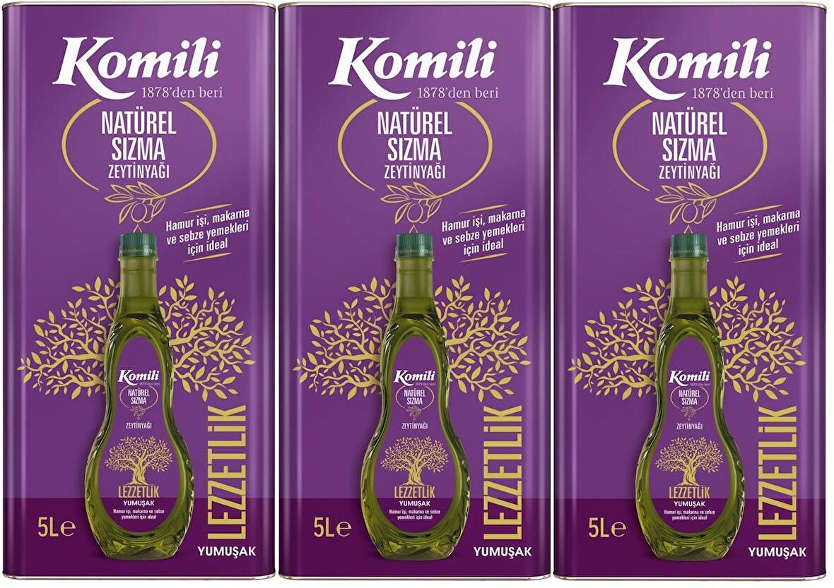 Komili Zeytinyağı 15LT Natural Ege Sızması (Teneke) (3PK*5LT)