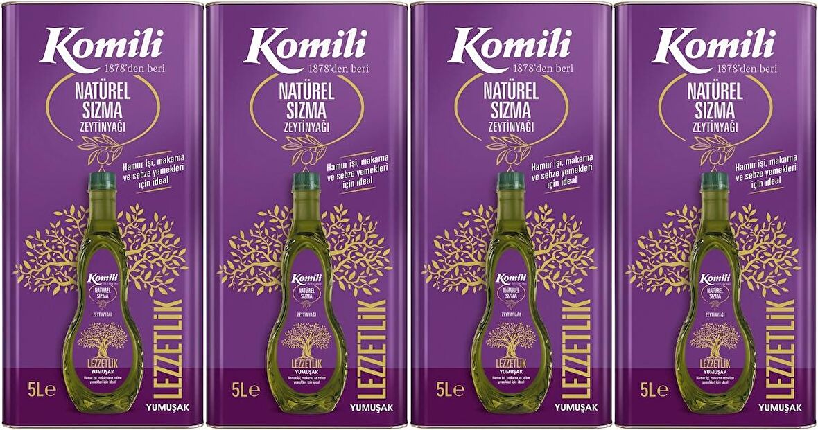 Komili Zeytinyağı 20LT Natural Ege Sızması (Teneke) (4PK*5LT)