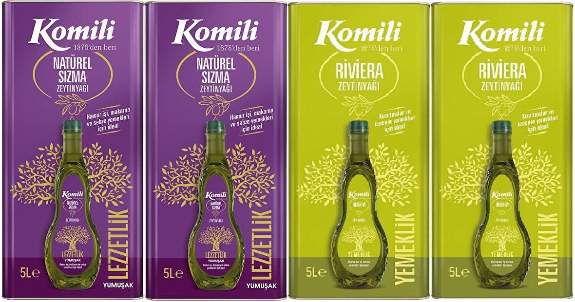 Komili Zeytinyağı 20LT Natural Ege Sızması / Riviera (Teneke) (4PK*5LT)