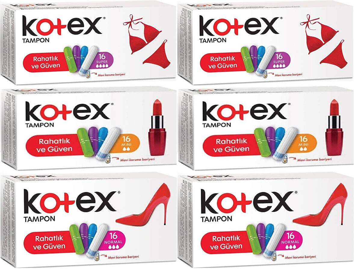 Kotex Tampon Süper - Mini - Normal 96 Lı Karma Set (6PK*16)
