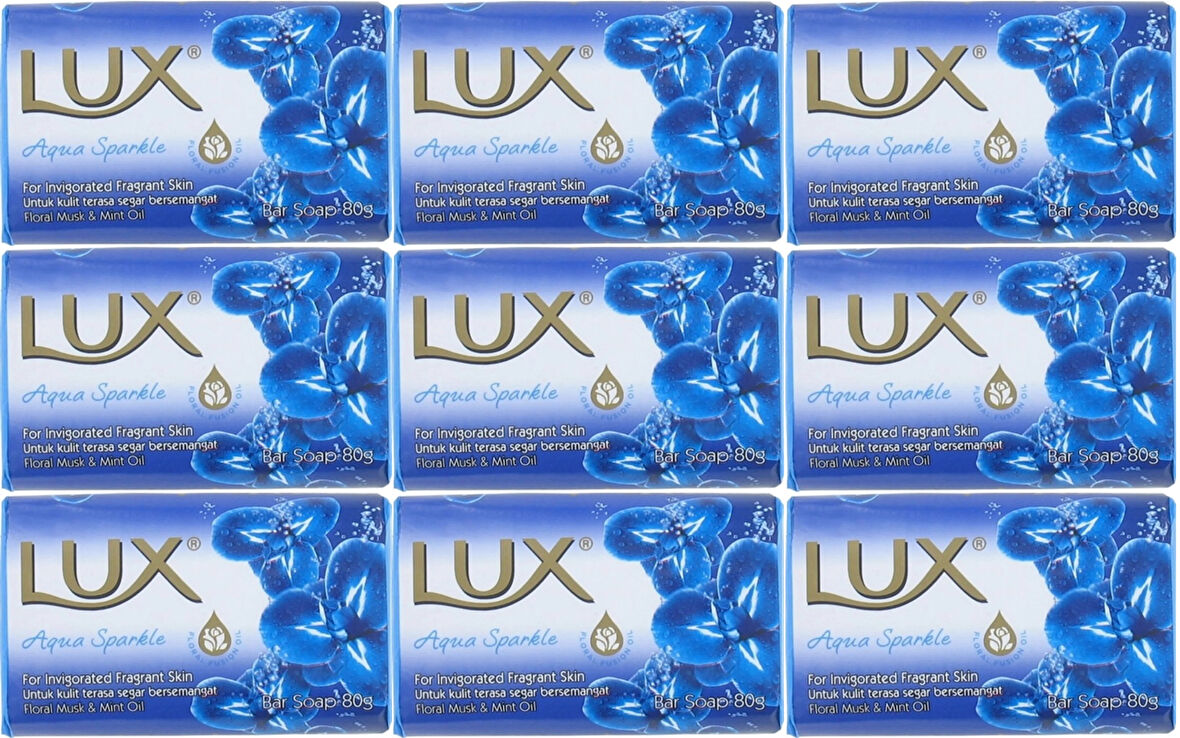Lux Sabun 80GR Aqua Sparkle (Su Gibi Işıltı) (9 Lu Set)