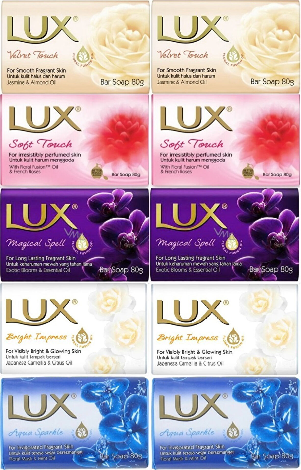 Lux Sabun 80GR (Karma 10 Lu Set) Soft Touch/Velvet Touch/Magicial Spell/Aqua Sparke/Bright Impress