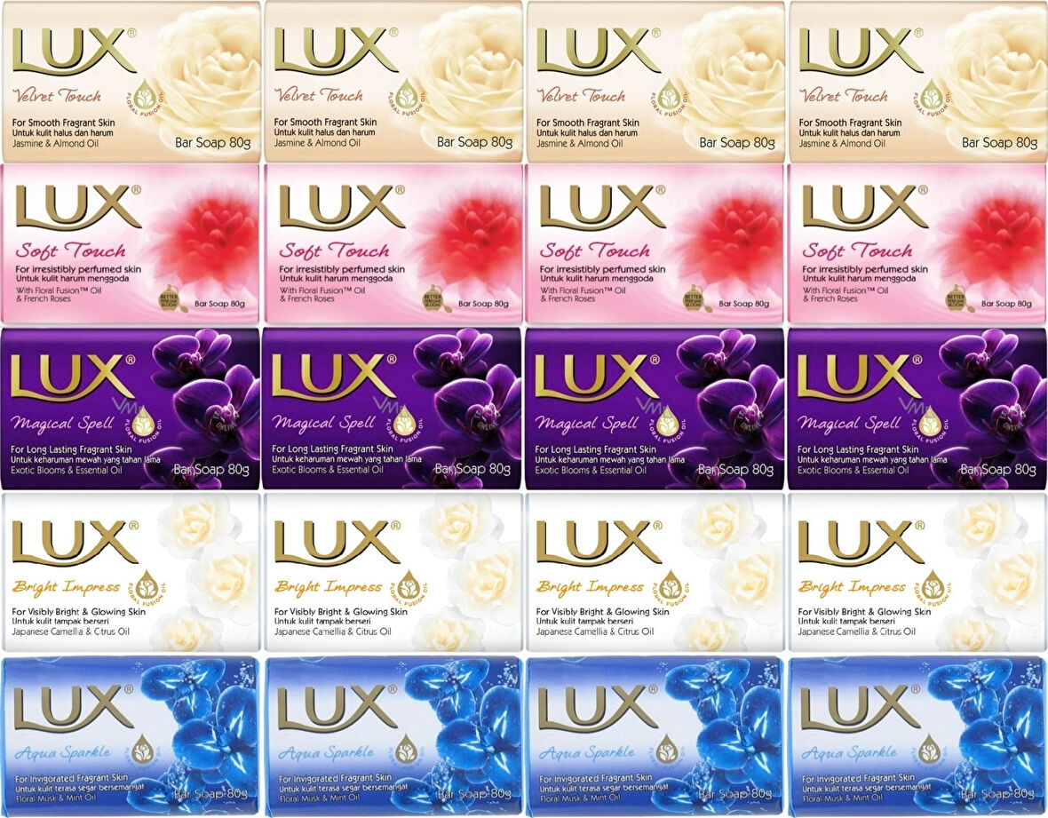 Lux Sabun 80GR (Karma 20 Li Set) Soft Touch/Velvet Touch/Magicial Spell/Aqua Sparke/Bright Impress
