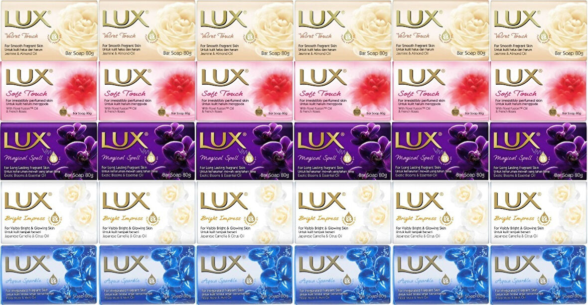 Lux Sabun 80GR (Karma 30 Lu Set) Soft Touch/Velvet Touch/Magicial Spell/Aqua Sparke/Bright Impress