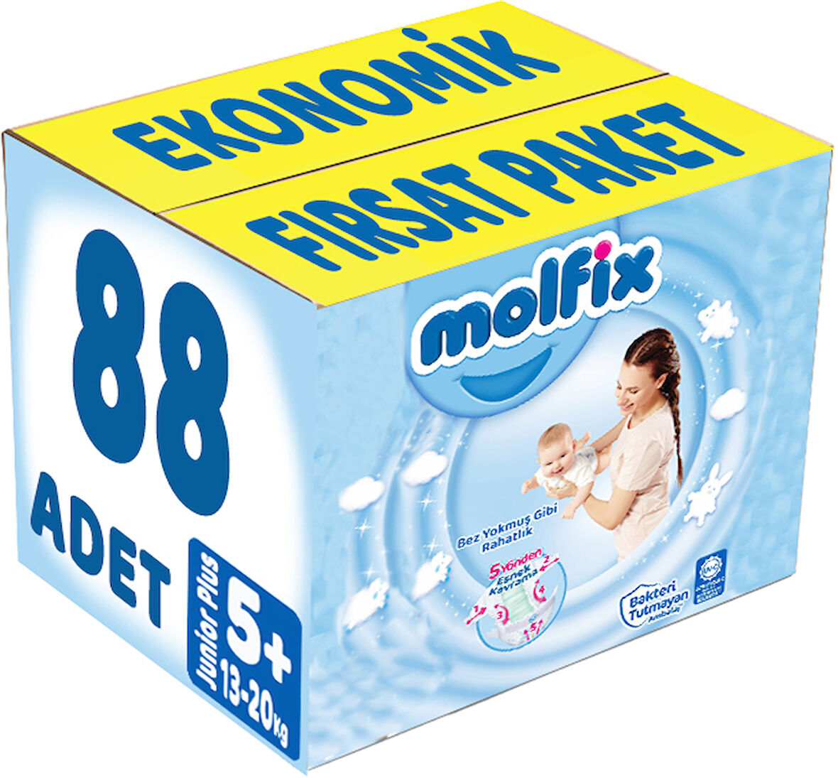 Molfix Bebek Bezi Beden:5+ (13-20Kg) Junior Plus 88 Adet Ekonomik Fırsat Pk