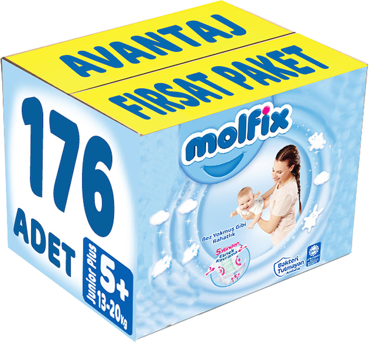 Molfix Bebek Bezi Beden:5+ (13-20Kg) Junior Plus 176 Adet Avantaj Fırsat Pk