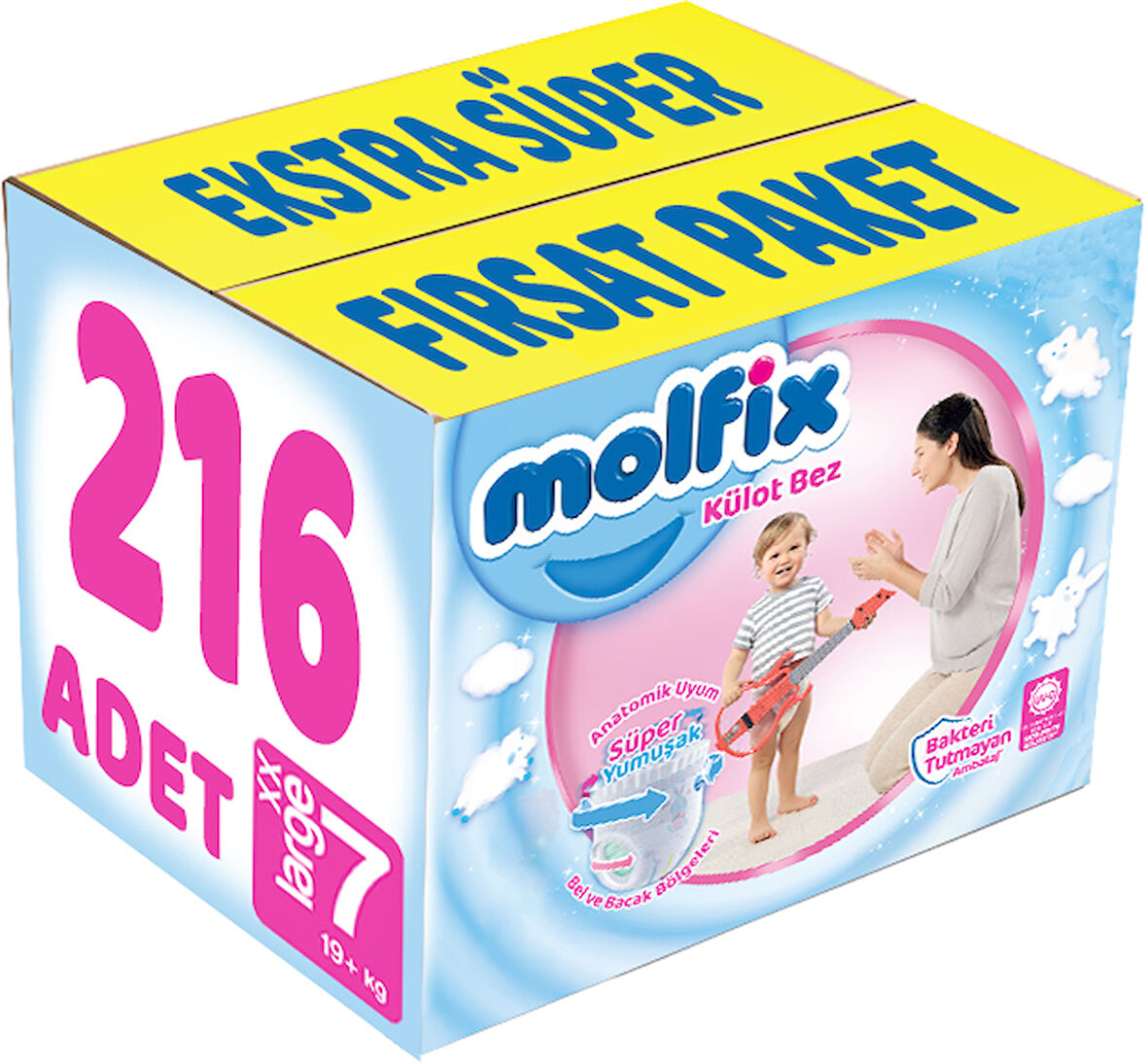 Molfix Külot Bebek Bezi Beden:7 (19+KG) XX Large 216 Adet Ekstra Dev Avantaj Pk