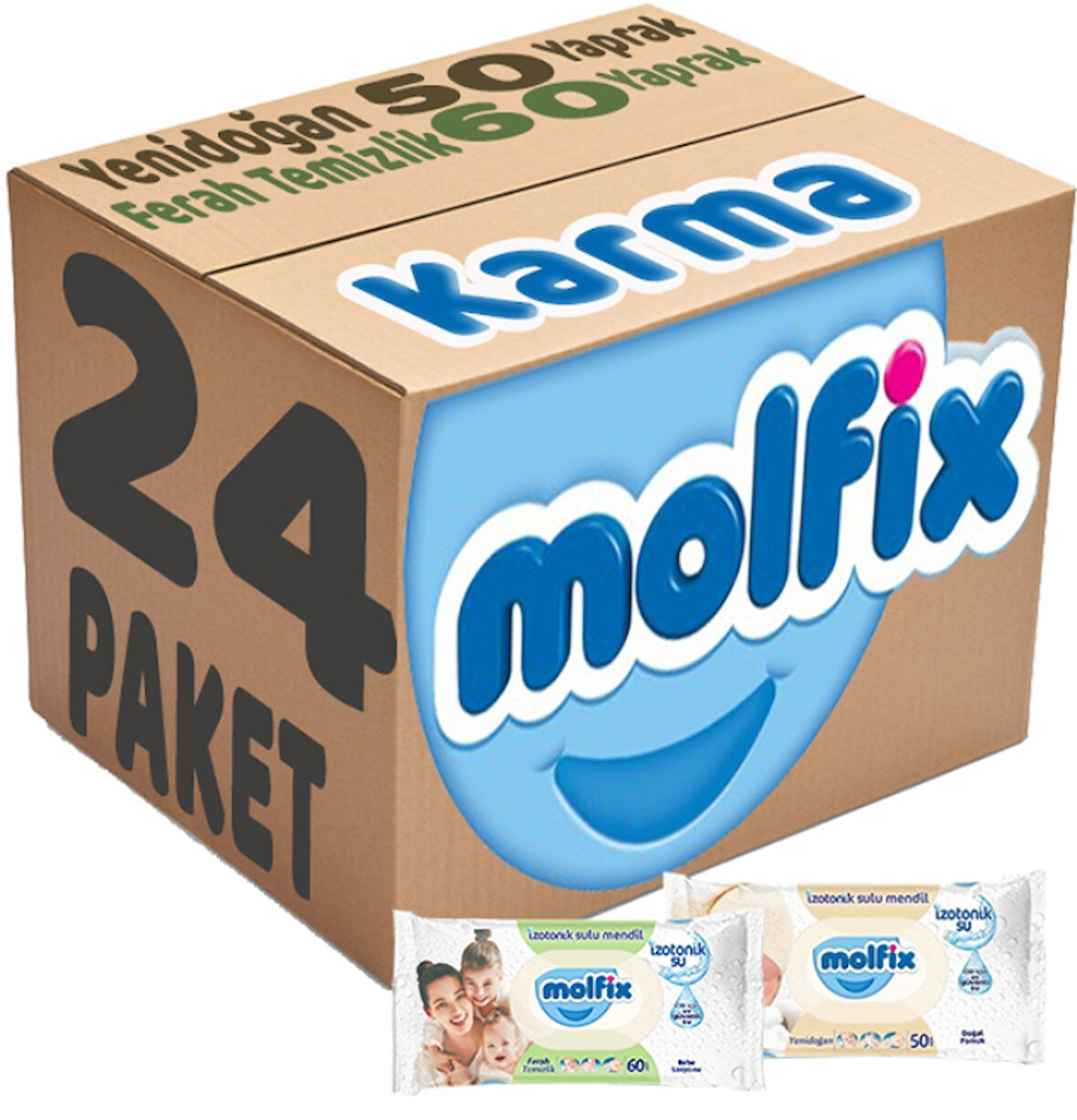 Molfix Islak Havlu Mendil İzotonik Karma 24 Lü Set (Yeni Doğan-Ferah Temizlik)