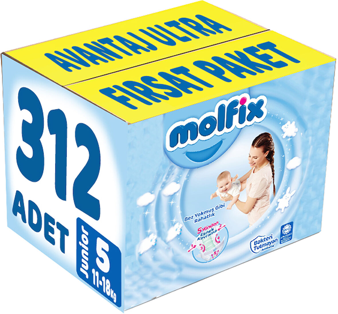 Molfix Bebek Bezi Beden:5 (11-18Kg) Junior 312 Adet Avantaj Ultra Fırsat Pk