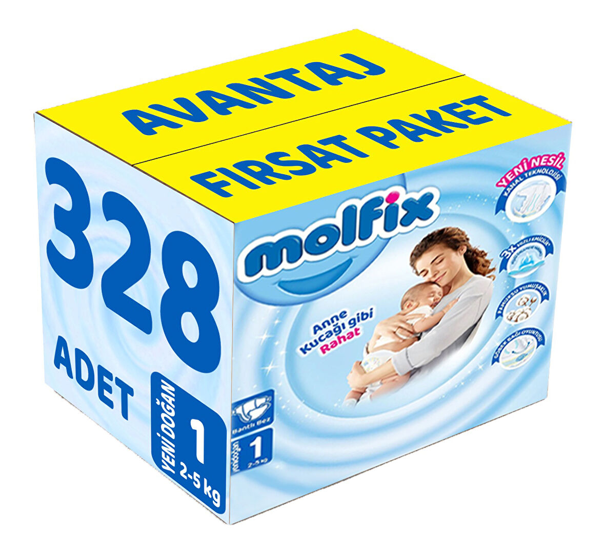 Molfix Bebek Bezi Beden:1 (2-5Kg) Yeni Doğan 328 Adet Avantaj Fırsat Pk