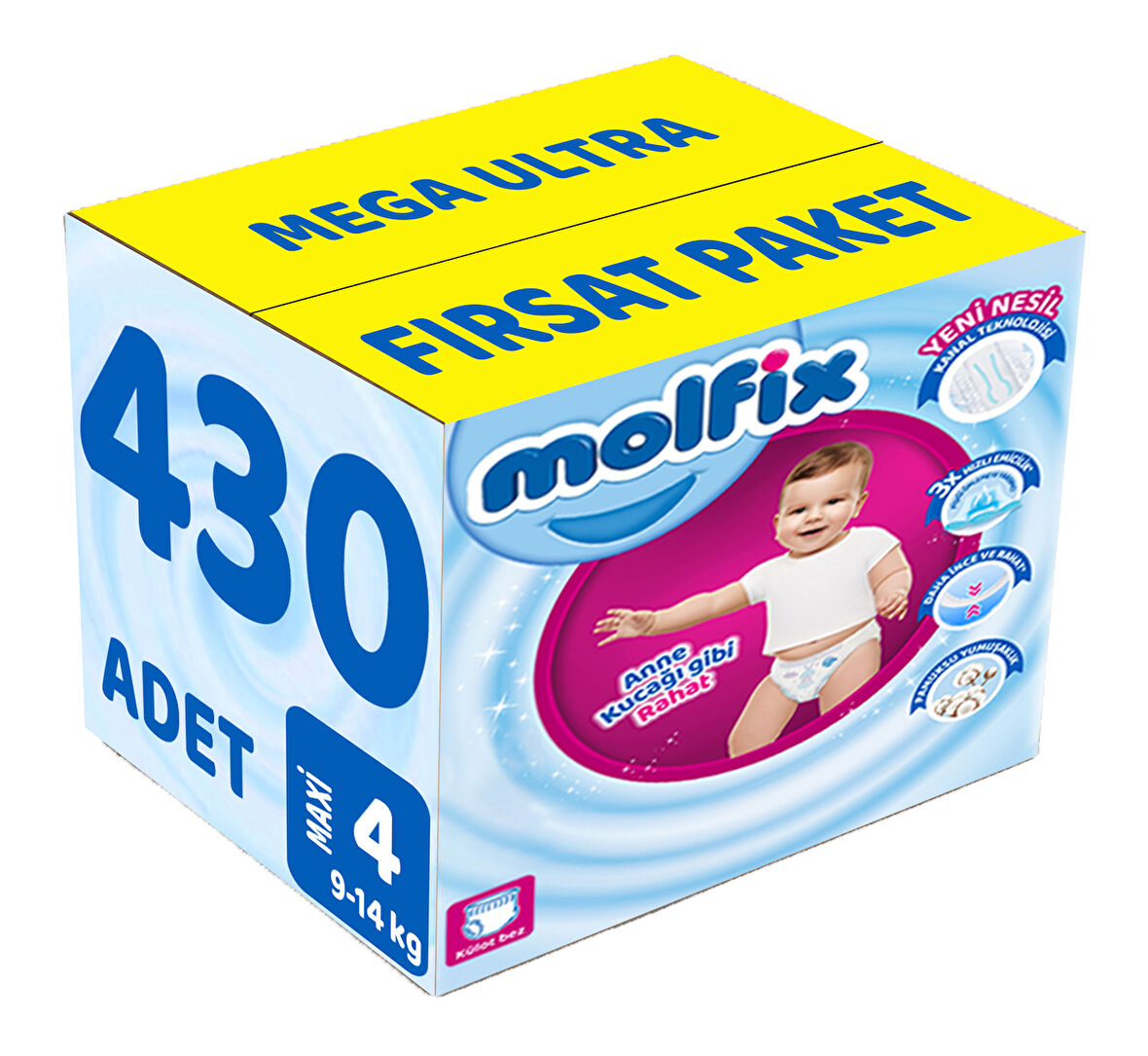 Molfix Külot Bebek Bezi Beden:4 (9-14Kg) Maxi 430 Adet Mega Ultra Fırsat Pk