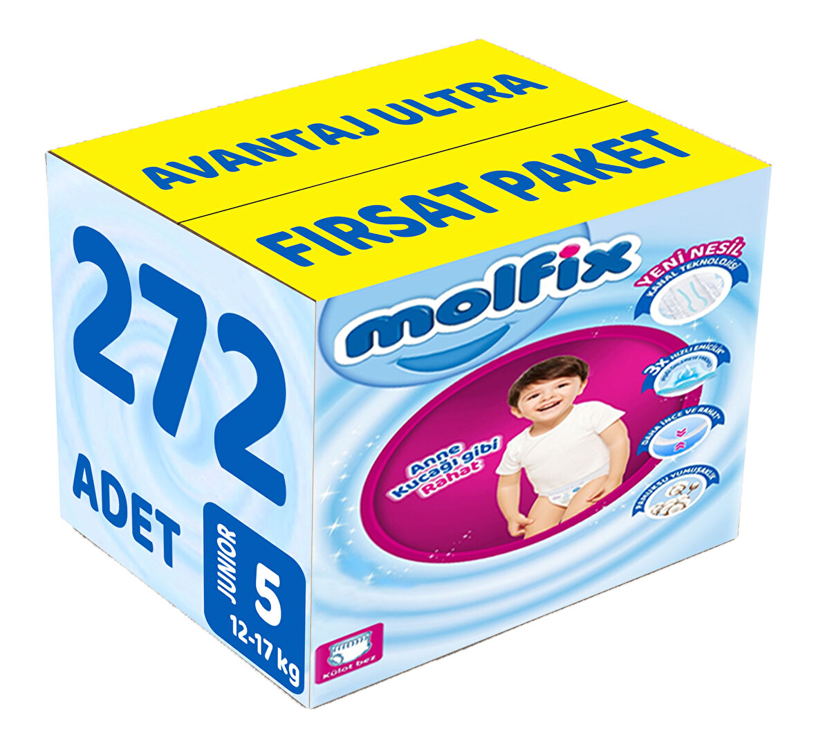 Molfix Külot Bebek Bezi Beden:5 (12-17KG) Junior 272 Adet Avantaj Ultra Fırsat Pk